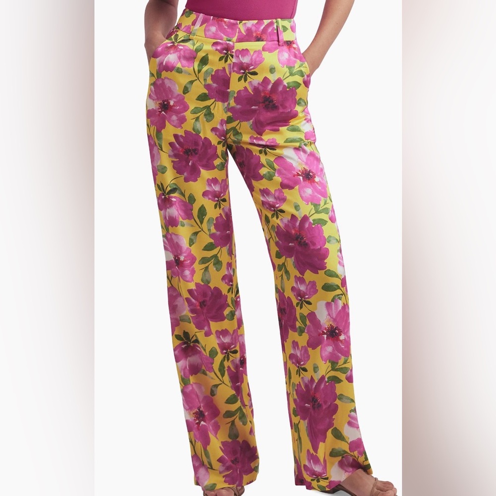 Favorite Daughter Women The Fiona Floral Satin Wide Leg Pant Size 4